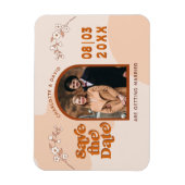 Retro Seventies Arched Photo Boho Save the Date Magneet (Verticaal)