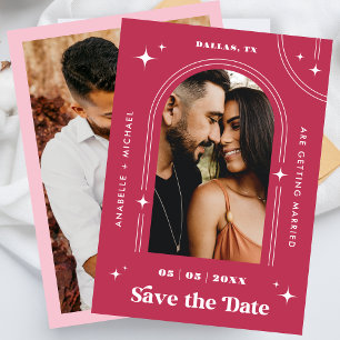 Retro Seventies Boho Arch Viva Magenta 2 Foto 70s Save The Date