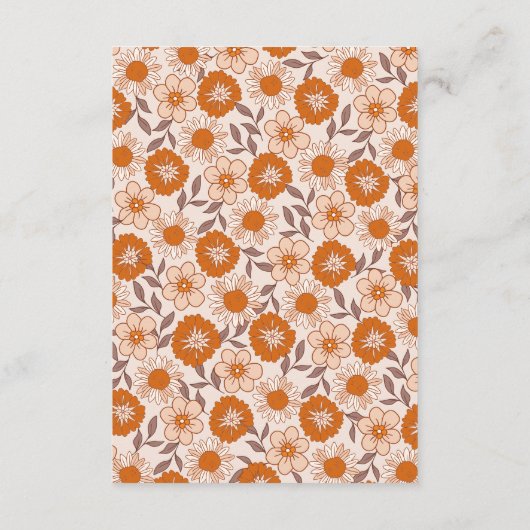 Retro Seventies Boho Wedding Details Informatiekaartje (Achterkant)