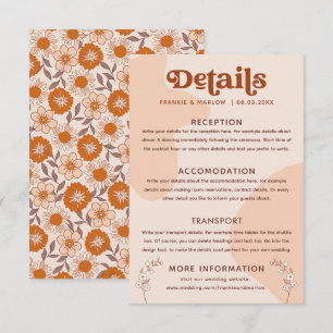 Retro Seventies Boho Wedding Details Informatiekaartje