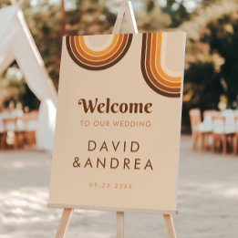 Retro Seventies Brown Rainbow Cream Beige Wedding