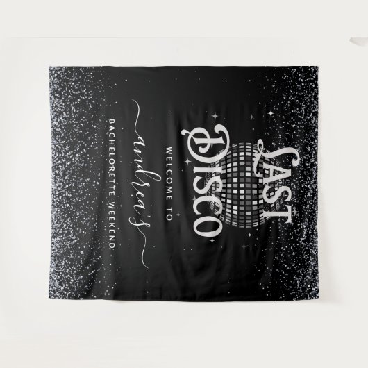 Retro Seventies Laatste Disco Bachelorette Welkom Wandkleed (Voorkant (horizontaal))