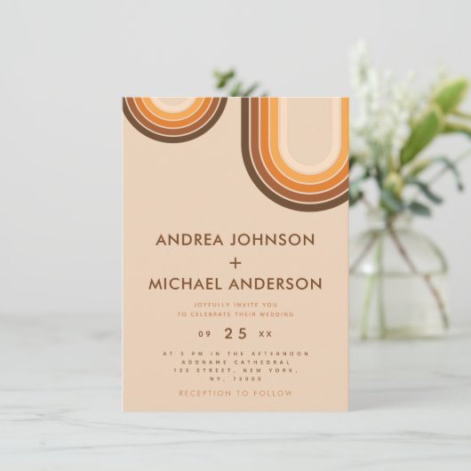 Retro Seventies Rainbow Beige Cream 70s Bruin Kaart (Staand voorkant)