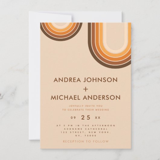 Retro Seventies Rainbow Beige Cream 70s Bruin Kaart (Voorkant)