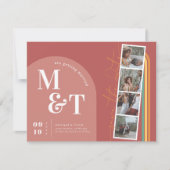 Retro Seventies Stripes Arch | Foto filmstrip Save The Date (Voorkant)