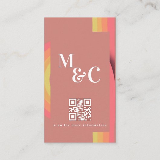 Retro Seventies Stripes Bruiloft Informatiekaartje (Achterkant)