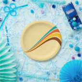 Retro Seventies Stripes op crème Papieren Bordje (Feest)