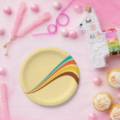 Retro Seventies Stripes op crème Papieren Bordje (Feest)