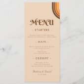 Retro Seventies Typografie Rainbow Wedding Cream Menu (Voorkant)