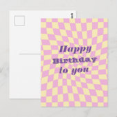 Retro Seventies Warped Checks Happy Birthday Briefkaart (Voorkant / Achterkant)