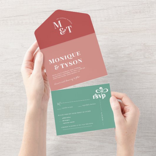 Retro Seventies Wedding | All In One Uitnodiging (Afscheurbaar)