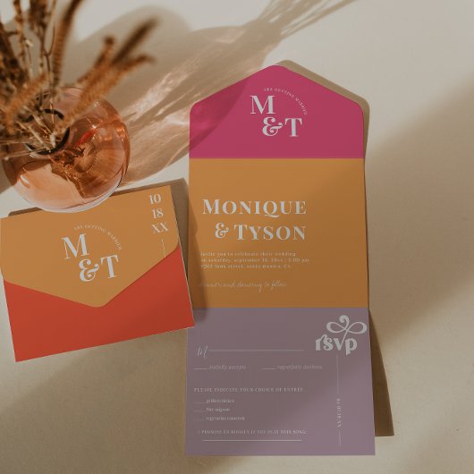 Retro Seventies Wedding | Alle in één uitnodiging