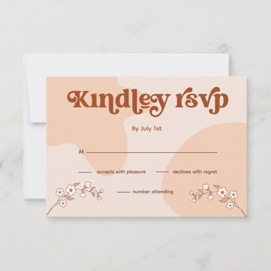 Retro Seventies Wedding RSVP Aankondiging (Voorkant)
