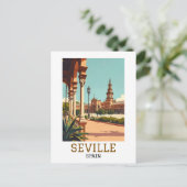 Retro Sevilla Spanje Andalusië Architectuur Briefkaart (Staand voorkant)