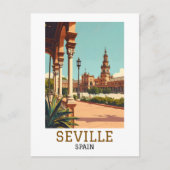 Retro Sevilla Spanje Andalusië Architectuur Briefkaart (Voorkant)