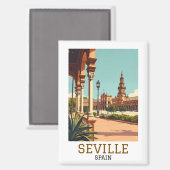 Retro Sevilla Spanje Andalusië Architectuur Magneet (Voorkant / Achterkant)