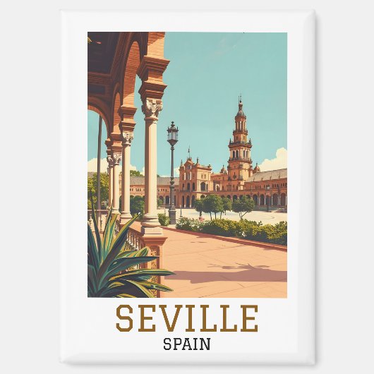 Retro Sevilla Spanje Andalusië Architectuur Magneet (Voorkant)