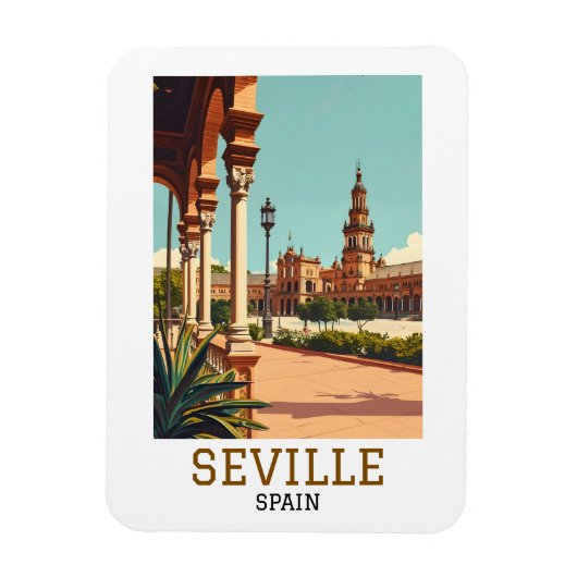 Retro Sevilla Spanje Andalusië Architectuur Magneet (Verticaal)