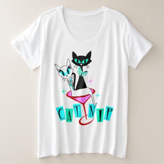 Retro  Sexton Atomic Age Cat CatNip Grote Maat T-shirt (Design voorkant)