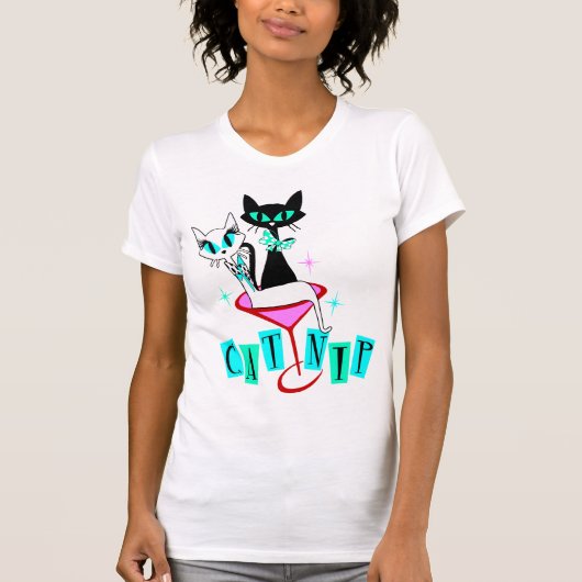 Retro Sexton Atomic Cat CatNip T-shirt (Voorkant)