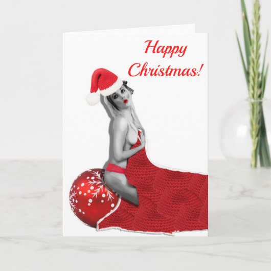 Retro Sexy Pinup Meisje Kunst Kerst Kaart (Voorkant)