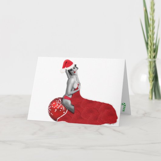 Retro  Sexy Pinup Meisje Kunst Kerst Kaart (Voorkant)