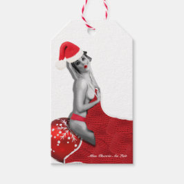 Retro Sexy Pinup Meisje Kunst Kerstcadeau Tags Cadeaulabel