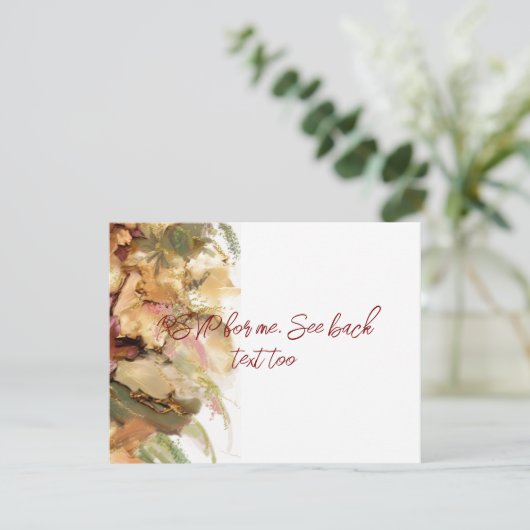 Retro sfeer bloemkunst Retouradreslabel RSVP Kaartje (Staand voorkant)