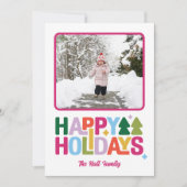 Retro Sfeer Multi-Kleur Kerst Foto Kaart (Voorkant)