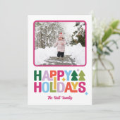 Retro Sfeer Multi-Kleur Kerst Foto Kaart (Staand voorkant)