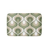 Retro Sfeer Sage Olijfgroen Beige Wit Badmat (Voorkant)
