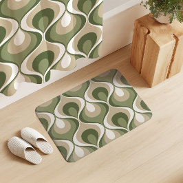 Retro Sfeer Sage Olijfgroen Beige Wit Badmat