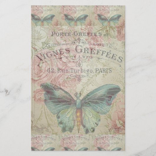 retro,shabby chic,vintage,country rustic,florals,b briefpapier (Voorkant)