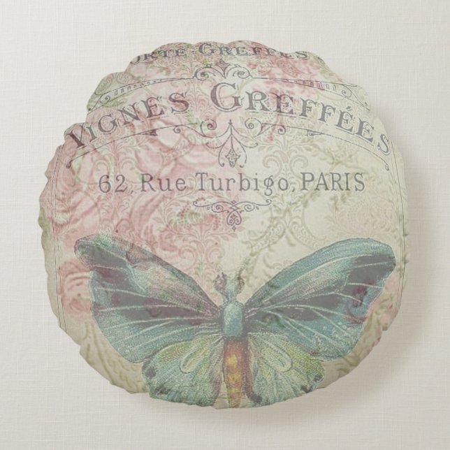 retro,shabby chic,vintage,country rustic,florals,b rond kussen (Voorkant)
