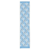 Retro Shades of Blue Geometric Design Pattern Korte Tafelloper (Voorkant)
