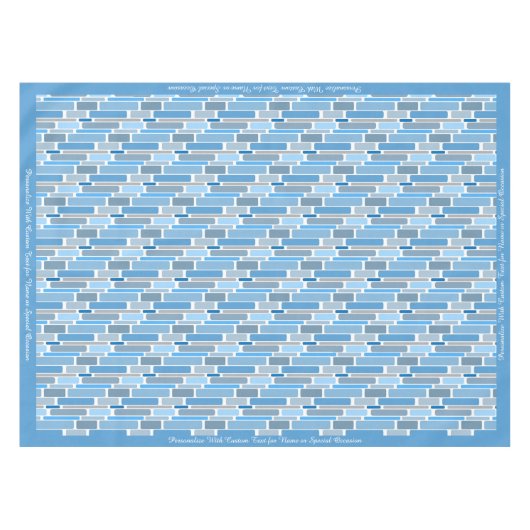 Retro Shades of Blue Geometric Design Pattern Tafelkleed (Voorkant (Horizontaal))