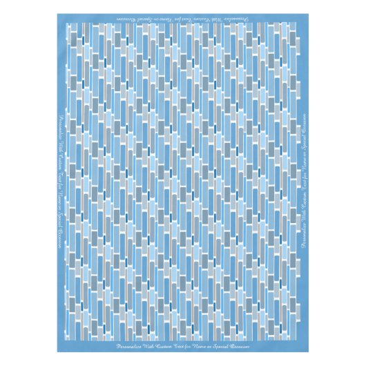 Retro Shades of Blue Geometric Design Pattern Tafelkleed (Voorkant)