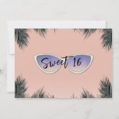 Retro Shades Zonnebril Sweet 16 Pool Party Kaart (Achterkant)