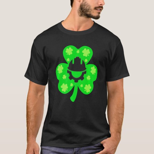 Retro Shamrock Engineer St Patrick Day Irish Costu T-shirt (Voorkant)