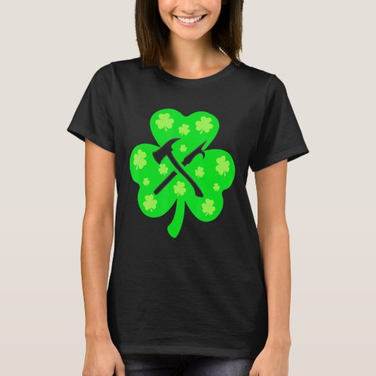 Retro Shamrock Firefighter St Patrick Day Irish Co T-shirt (Voorkant)