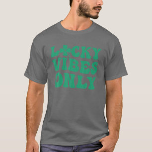 Retro Shamrock Lucky Vibes Only Irish St Patricks T-shirt