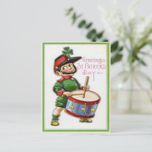 Retro Shamrock Soldier St Patrick's Day Briefkaart (Staand voorkant)