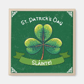 Retro Shamrock St Patricks Day Magneet (Voorkant)