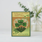 Retro Shamrock St Patrick's Wenskaart Briefkaart (Staand voorkant)