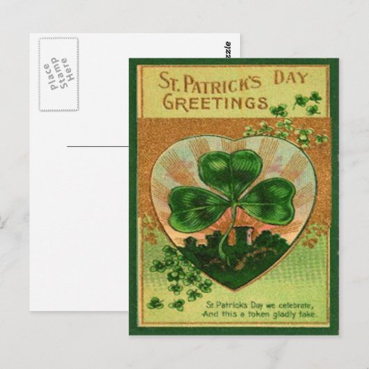 Retro Shamrock St Patrick's Wenskaart Briefkaart (Voorkant / Achterkant)