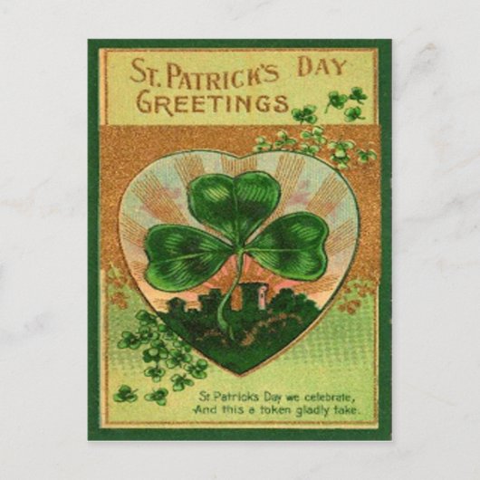 Retro Shamrock St Patrick's Wenskaart Briefkaart (Voorkant)