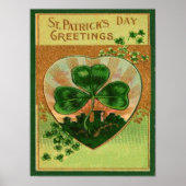 Retro Shamrock St Patrick's Wenskaart Poster (Voorkant)
