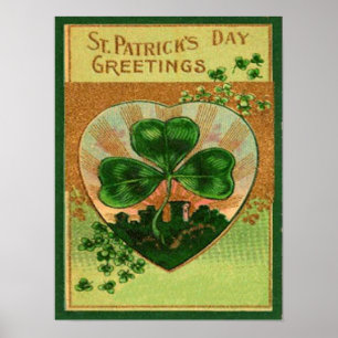  Retro Shamrock St Patrick's Wenskaart Poster