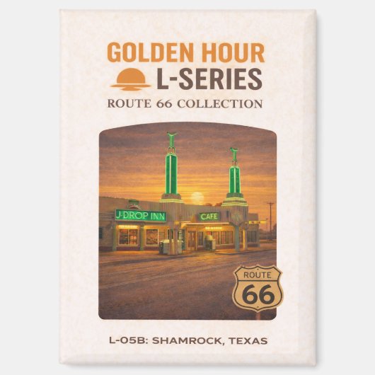 Retro Shamrock Texas Route 66 Landmark Kunst Magneet (Voorkant)