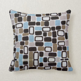 Retro Shapes Blue en Tan Pattern Sierkussen